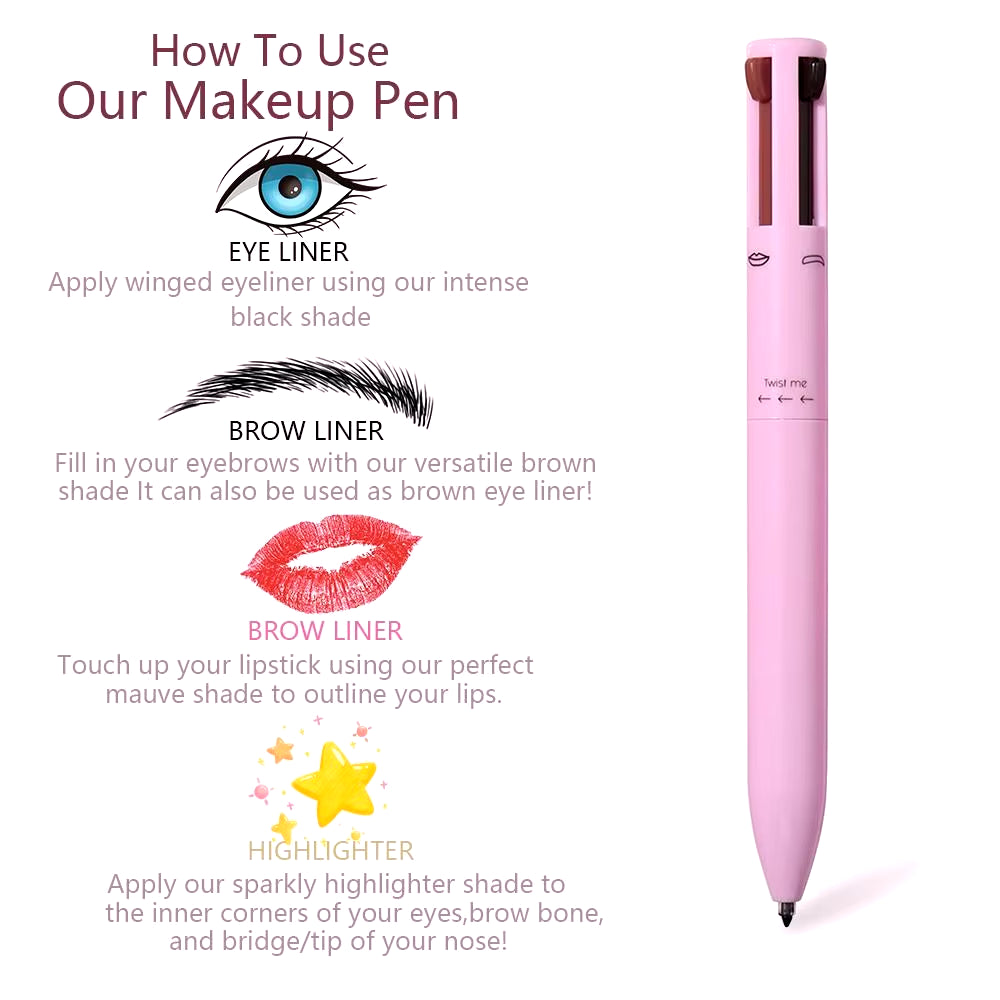 New 4 in 1 Women Makeup Eyeliner Cosmetics Multi-Effect Beauty Eyebrow Enhancers Waterproof Long Lasting Lying Silkworm Pen Tool