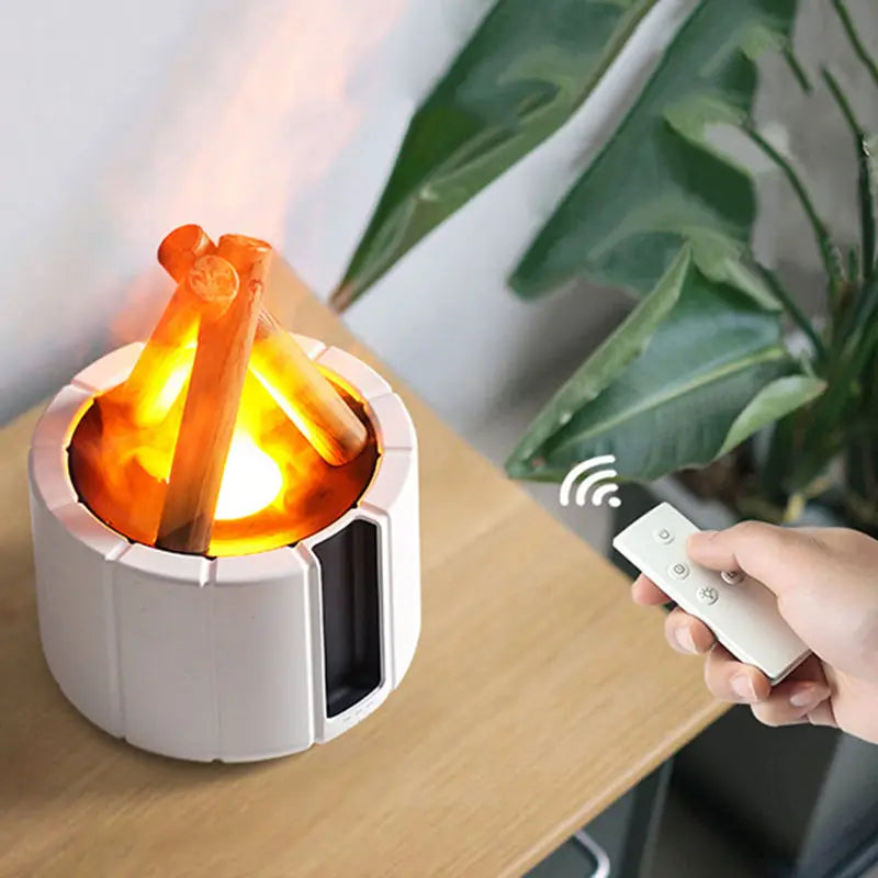 H9 Remote Control USB Air Humidifier Aroma Diffuser Difusor Ultrasonic Bonfire Flame Light Lamp Essential Oil Fragrance Perfume