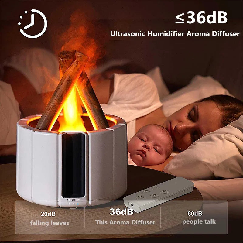 H9 Remote Control USB Air Humidifier Aroma Diffuser Difusor Ultrasonic Bonfire Flame Light Lamp Essential Oil Fragrance Perfume