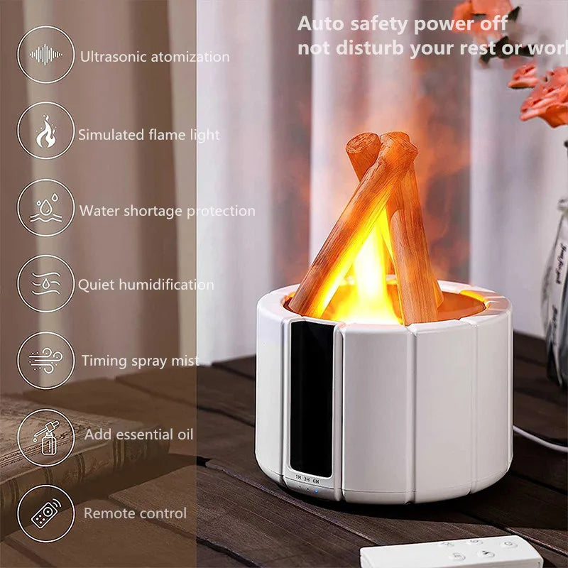 H9 Remote Control USB Air Humidifier Aroma Diffuser Difusor Ultrasonic Bonfire Flame Light Lamp Essential Oil Fragrance Perfume