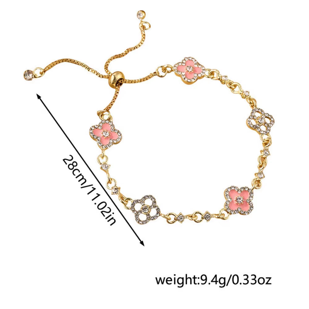 Gold Plated Five-Leaved Flower Bracelets for Women Stainless Steel Anti-Fading Hypoallergenic Trendy Hand Chains Jewelry