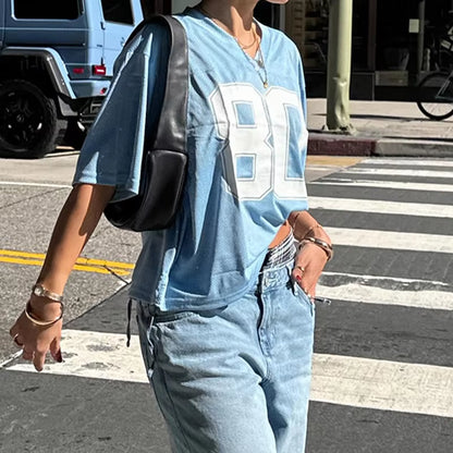 Casual Digital Printed Loose Women Tops Sporty Chic Soft Summer T Shirt Streetwear Pink Girls Tee Shirts Outfits New