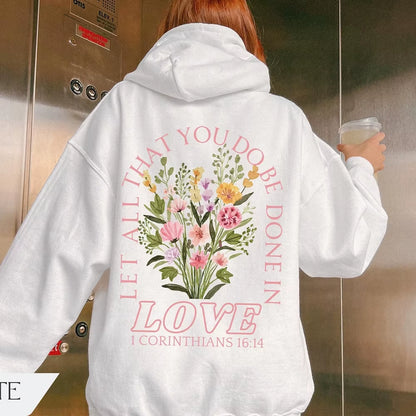 Trendy Christian Sweatshirt Merch, Words on Back Bible Verse Hoodie Jesus Loves You Faith Hoodie Women Y2K Top Retro Sweatshirt