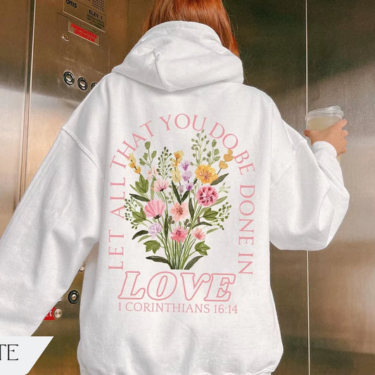 Trendy Christian Sweatshirt Merch, Words on Back Bible Verse Hoodie Jesus Loves You Faith Hoodie Women Y2K Top Retro Sweatshirt