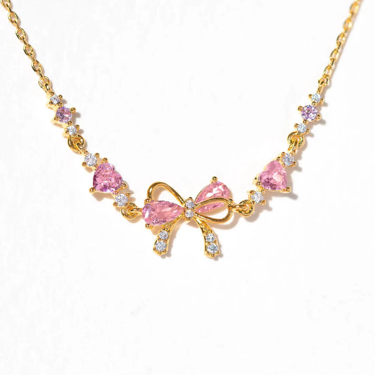 Love Knot Friendship Bracelets with White Pink Zircon - Bow Bracelet
